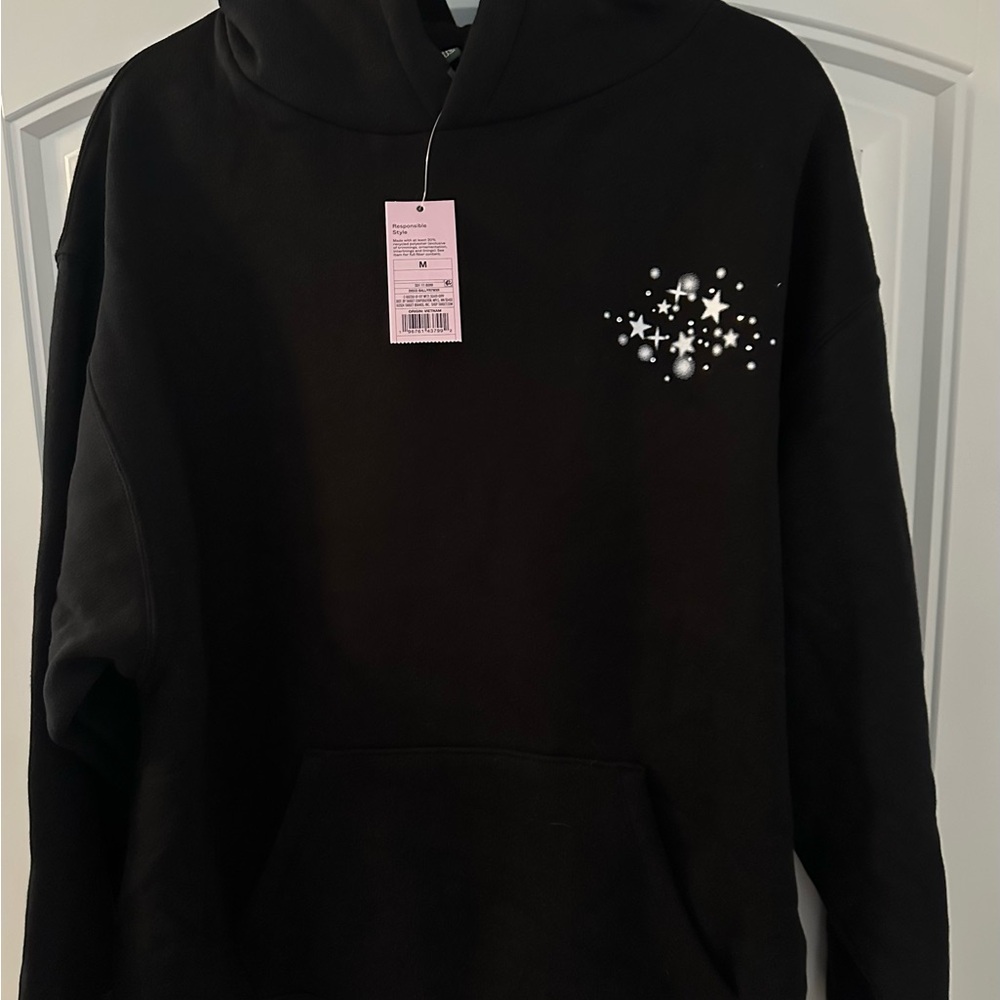 Wild Fable Black Hoodie Sz M with Star & Disco 🪩 Design